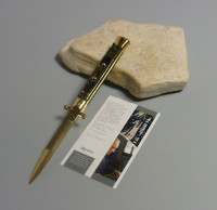 Promozione del mese / Coltello a scatto Cm..28 Mod.Swinguard Sbpm/28 Polimero e polvere di marmo dorata -Italian stiletto