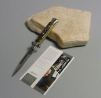 Coltello a scatto Cm.23 Mod.Sbzm/23 Corno di zebu'del Madagascar - Italian stiletto