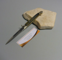 Vintage / Coltello a scatto Cm.30 Mod. Siciliano chiusura ad anello Corno di bufalo del Mediterraneo - Italian stiletto