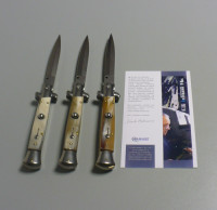 Lotto n.1 / 3 Pezzi Coltelli a scatto Cm.23 Mod.Sdcbm Corno di bufalo biondo del Mediterraneo - Italian stiletto