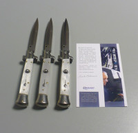 Lotto n.2 / 3 Pezzi Coltelli a scatto Cm.23 Mod. Sbpb/23 Perloide bianca ( Imitazione madreperla ) - Italian stiletto