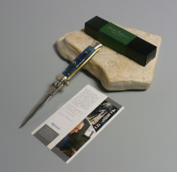 Offerta del mese / Coltello a scatto Cm.23 Mod.Sklrb/23 Pick Lock Legno radica di noce stabilizzata blu -Italian stiletto