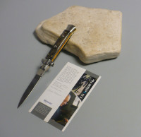 Coltello a scatto Cm.23 Mod.Stbsa/23-1 Corno di bufalo scuro d'acqua -Italian stiletto