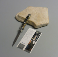 Coltello a scatto Cm.23 Mod.Stbsa/23-2 Corno di bufalo scuro d'acqua -Italian stiletto