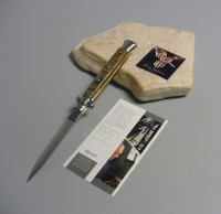 Coltello a scatto Cm.28 Mod.Sdcar/28-1 Corno di ariete chiaro naturale - Italian stiletto