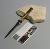 Coltello a scatto Cm.28 Mod.Sbpczm/28 Punta di corno di zebu'del Madagascar - Italian stiletto