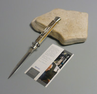Coltello a scatto Cm.28 Mod.Sbccr/28-1 Corno di cervo reale naturale - Italian stiletto