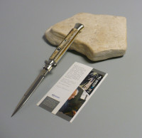 Coltello a scatto Cm.28 Mod.Sbccr/28-3 Corno di cervo reale naturale - Italian stiletto