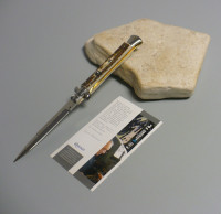 Coltello a scatto Cm.28 Mod.Sbccr/28-2 Corno di cervo reale naturale - Italian stiletto