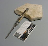 Coltello a scatto Cm.28 Mod.Skccr/28-1 Corno di cervo reale naturale - Italian stiletto