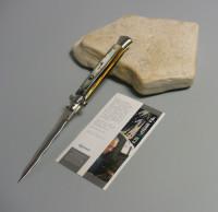 Coltello a scatto Cm.28 Mod.Skclm/28 Corno di bufalo lucido del Montana - Italian stiletto