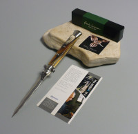 Coltello a scatto Cm.28 Mod.Skpczm/28-1 Punta di corno di zebu'del Madagascar - Italian stiletto