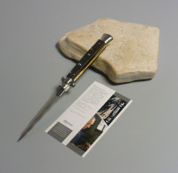 Coltello a scatto Cm.28 Mod.Skms/28 Corno di montone scuro naturale - Italian stiletto