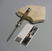 Coltello a scatto Cm.28 Mod.Sdcbfc/28-1 Corno di bisonte della foresta canadese naturale - Italian stiletto