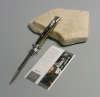 Coltello a scatto Cm.28 Mod.Sbbb/28-2 Corno di bufalo brasilian naturale - Italian stiletto