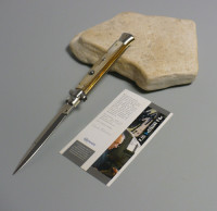 Coltello a scatto Cm.28 Mod.Sbbbma/28-1 Corno di bufalo biondo meditteraneo albino -Italian stiletto