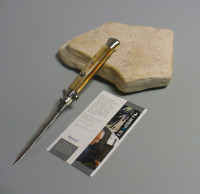 Coltello a scatto Cm.28 Mod.Skcbbe/28-2 Corno di bufalo chiaro europeo naturale - Italian stiletto