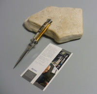 Coltello a scatto Cm.23 Mod.Sbpczm/20-1 Punta di corno di zebu'del Madagascar -Italian stiletto