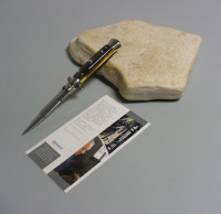 Coltello a scatto Cm.28 Mod.Sbbsa/20-1 Corno di bufalo scuro d'acqua naturale - Italian stiletto