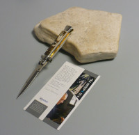 Coltello a scatto Cm.28 Mod.Sbccr/20-1 Corno di cervo reale naturale - Italian stiletto