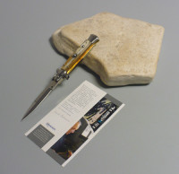 Coltello a scatto Cm.20 Mod.Sbbbm/20-1 Corno di bufalo biondo meditteraneo -Italian stiletto