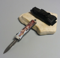 Coltello a scatto frontale Cm.22,50 Mod.Extreme damasco fantasy -Stiletto automatico