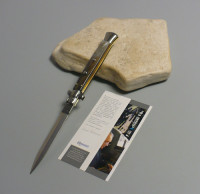 Coltello a scatto Cm.28 Mod.Sdbca/28 Corno di bufalo cafro africano -Italian stiletto