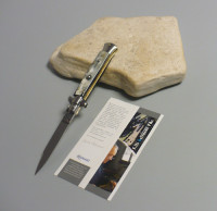 Coltello a scatto Cm.23 Mod.Sswcbb/23-1 Corno di bufalo brasilian naturale - Italian stiletto