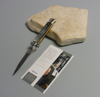 Coltello a scatto Cm.23 Mod.Sswcbb/23-2 Corno di bufalo brasilian naturale - Italian stiletto