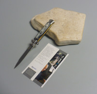 Coltello a scatto Cm.23 Mod.Sswcbb/23-4 Corno di bufalo brasilian naturale - Italian stiletto