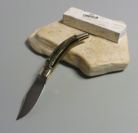 Coltello a scatto Cm.21,50 Mod.Diana Leverlook Corno di bufalo brasilian - Italian stiletto