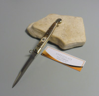 Coltello a scatto Cm.30 Mod.Siciliano/30-1 Chiusura ad anello Corno di cervo reale - Italian stiletto