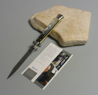 Coltello a scatto Cm.28 Mod.Sswcbb/28-1 Corno di bufalo brasilian naturale - Italian stiletto
