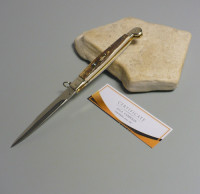 Offerta del mese /Coltello a scatto Cm.30 Mod.Siciliano/30-2 Chiusura ad anello Corno di cervo reale - Italian stiletto