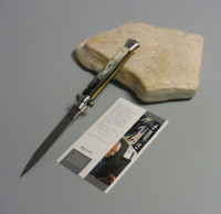 Coltello a scatto Cm.28 Mod.Sswcbb/28-2 Corno di bufalo brasilian naturale - Italian stiletto