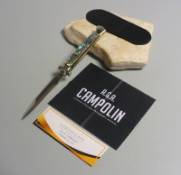 Coltello a scatto Cm.28 Mod.Maltese/28 Madreperla di abalone su base di micarta canvas - Italian stiletto